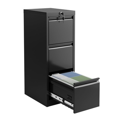 3 Drawer File Cabinet with Lock, Steel Vertical File Cabinets