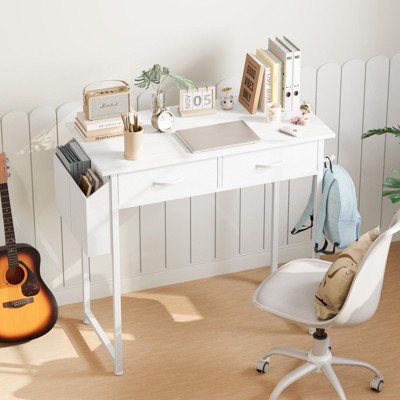 Sapphtopaz Modern Computer Desk with Drawers Office Standing Desk with T-Shaped Metal Frame Gaming Desk for Home Office, Bedroom