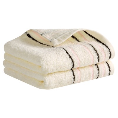 REGALWOVEN Bathroom Cotton Striped Pattern Absorbent Soft Decorative Hand Towel 13" x 27"
