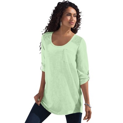 Roaman's Textured Lace Trimmed Tunic
