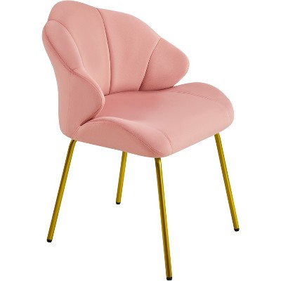 Yaheetech Velvet Accent Chair with Golden Metal Legs