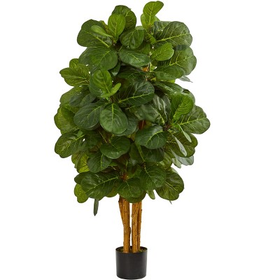 Nearly Natural 4-ft Fiddle Leaf Fig Artificial Tree