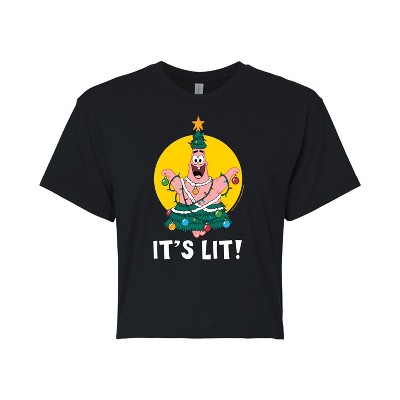 Women's - SpongeBob SquarePants - Patrick It's Lit Cropped Graphic T-Shirt