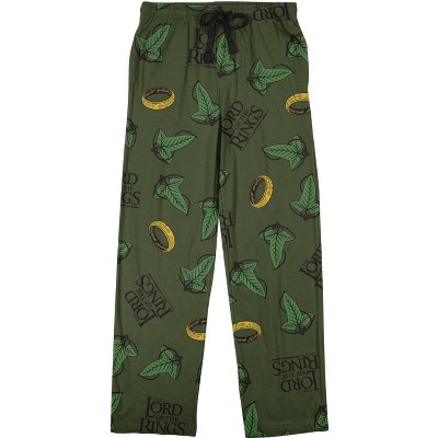 Lord Of The Rings One Ring & Gandalf Hat All-Over Print Men's Green Sleep Pajama Pants