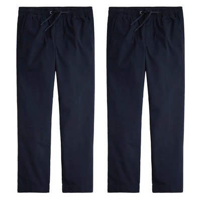 Galaxy By Harvic Boy's Cotton Stretch Pull On Uniform Pants With Elastic Waist-2 Pack