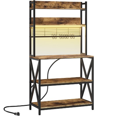 Yaheetech 5-Tier Kitchen Baker's Rack with Power Outletsa and LED Light for Kitchens, Living Rooms