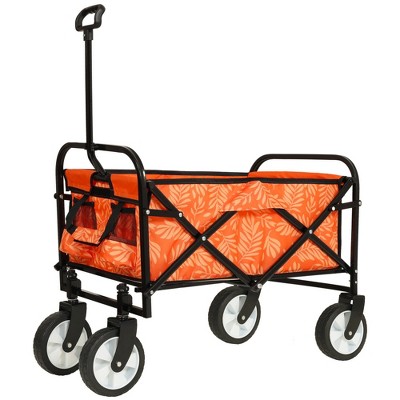 SKRAN Collapsible Foldable Beach Wagon Cart with strapping system,Utility Wagon Cart Camping,Shopping,Gardening,Fishing,Supports 225lbs,