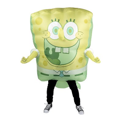 SpongeBob Men's Ghost Inflatable Halloween Costume Jumpsuit - Yellow One Size