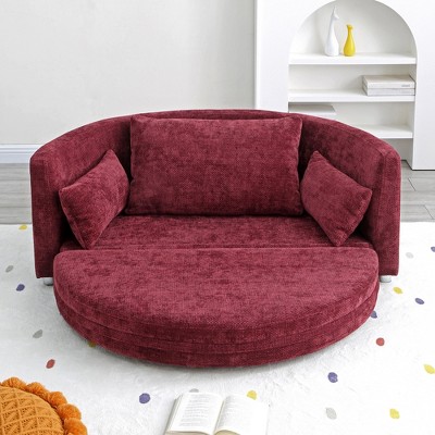 Foldable Double Sleeper Sofa Bed, Multi-Functional Floor Sofa Chair with 3 Pillows, 3-in-1 Convertible Sofa, Lounger and Mattress
