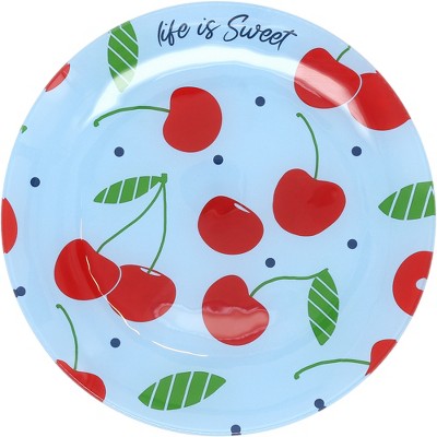 Pavilion Gift Company - Cherries - 8" Glass Appetizer Plate - Serving Trays