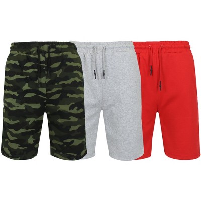 Blu Rock Men's Tech Fleece Jogger Sweat Lounge Shorts With Long Zipper Side Pocket-3 Pack