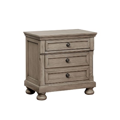 3 Earl Drawer Nightstand Gray - HOMES: Inside + Out: With USB Port, Metal Glides, Wood Veneer, 75lb Capacity