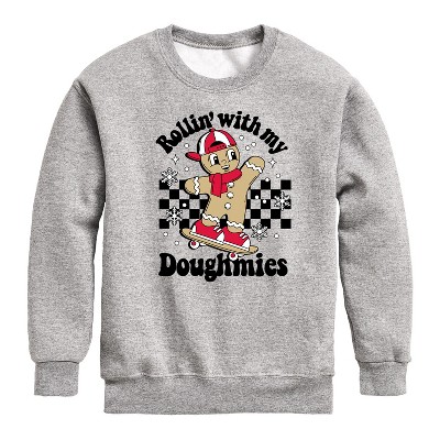 Boys' - Instant Message - Rollin With My Doughmies Christmas Graphic Long Sleeve Fleece Sweatshirt