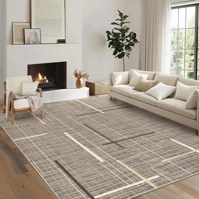 Indoor Modern Soft Area Rugs for Bedroom Decor Washable Strip Abstract Carpet Low Pile Non Slip Floor Mat For Living Room
