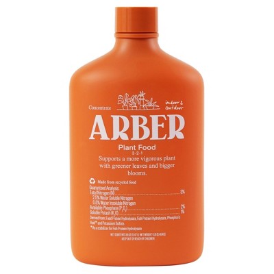 Arber Organic Plant Food Indoor & Outdoor 3-2-1 Fertilizer Concentrate, 16oz