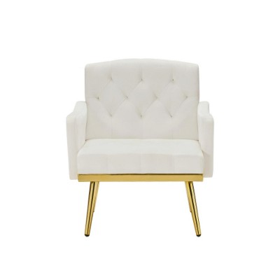 TIRAMISUBEST velvet armchair with metal legs, cream white