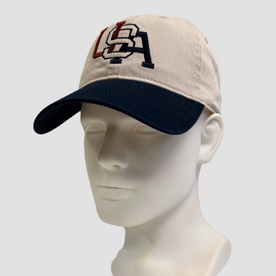 Men's Two Tone USA Baseball Hat - White/Navy Blue
