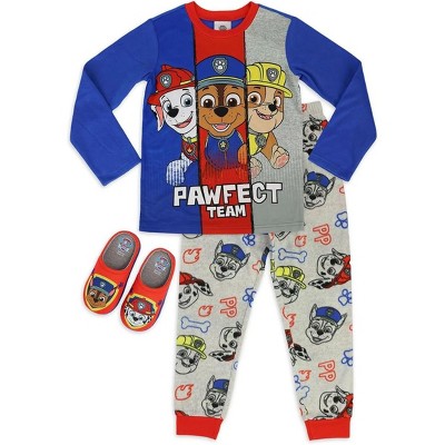 Nickelodeon Paw Patrol Big Boys' 2-Piece Sleepwear & Slipper Set, Blue/Gray, 8