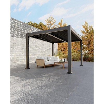 All-Aluminum Louvered Pergola 12"x 24", Outdoor Pergola with Adjustable Louvered Roof, Reinforced Aluminum Frame,  Hardtop Gazebo