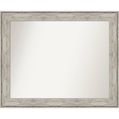 33" x 27" Non-Beveled Crackled Bathroom Wall Mirror Metallic Silver - Amanti Art: Rectangle, Polystyrene Frame, Wall Mounted