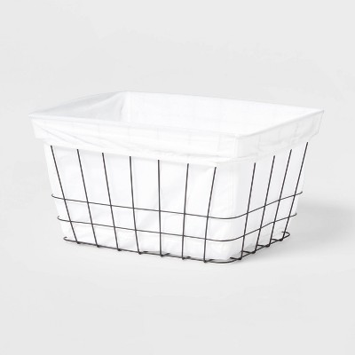 Metal Wire Laundry Basket with Fabric Liner - Brightroom™: Handcrafted Iron Storage for Teens, Black, 4488 Volume