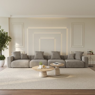 Modular Sectional Sofa Couch,Corduroy Couches with 6 Pillows for Living Room,Cushion Covers Removable& Washable