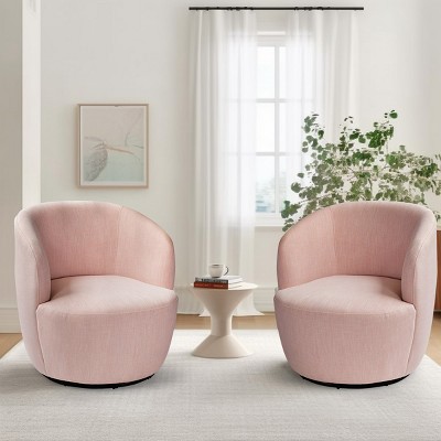 Swivel Barrel Chairs Set Of 2,Armrest 360° Swivel Nursery Chai,27" Seat Width Velvet Swivel Chair-Maison Boucle