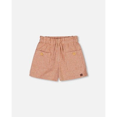 Deux par Deux Girl Linen Short with Pockets Old Orange Pink