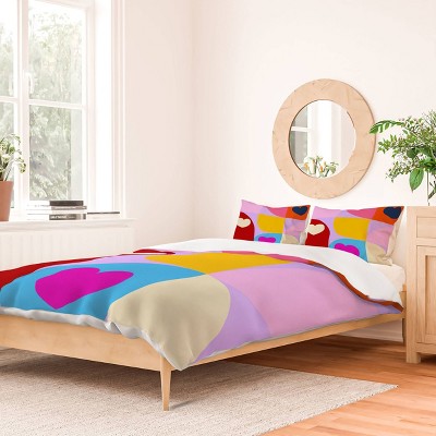Deny Designs Ana Rut Bre Fine Art Valentines Day Hearts Mid Century Modern Duvet and Sham Set