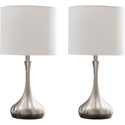 Kings Brand 24"H Traditional Brushed Nickel Finish Metal Table Lamps (Set of 2)