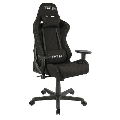 Fabric Ergonomic High Back Racer Style Video Gaming Chair Black - Techni Sport: Office, Swivel, Lumbar Support