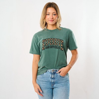 Simply Sage Market Women's Expensive and Difficult Plaid Short Sleeve Garment Dyed Tee