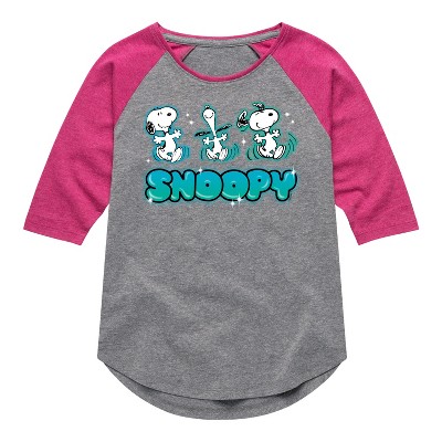 Girls' - Peanuts - Snoopy Shirt Tail Raglan Graphic T-shirt
