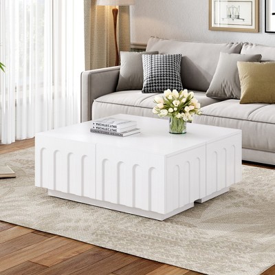 Convertible Coffee Table TV Stand for TVs up to 80", Multi-Functional Cabinet Cocktail Table Center Table TV Console Media Console - ModernLuxe