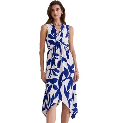 INSPIRE CHIC Women's Floral Sleeveless Deep V Neck Irregular Hem Midi Sundress