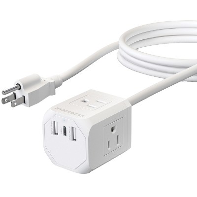 HyperGear® CUBE 6-Outlet Multi-Port Power Strip Extension Cord with 5-Ft. Cord, White, 15706