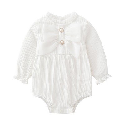 MyKids-USA Baby Solid Color Big Bow Patched Design Beautiful Princess Onesies