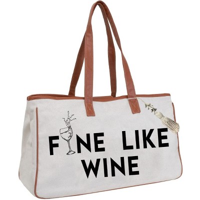 Magid Canvas Wine Tote "FINE LIKE WINE"