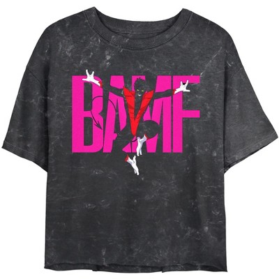 Junior's Marvel: X-Men '97 Nightcrawler Bamf Bold Pink Crop T-Shirt