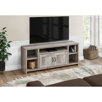 60" Laminate TV Stand with Black Metal Handles, Storage Cabinet, and Easy Cable Management for Living Room