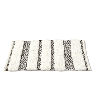 Geo Striped Bath Rug Black/White - SKL Home: Cotton Loomed, Machine Washable, No Backing, 1'8"x2'6"