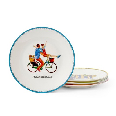 Spode Kit Kemp 6" Doodles Tidbit Tray, Assorted Taglines, Fine China, Dishwasher Safe, Ideal for Appetizers, Snacks, or Desserts