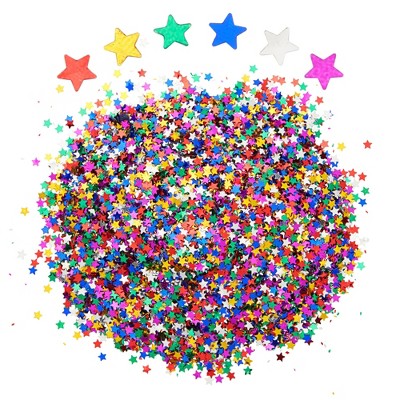 Blue Panda 7 oz/ 200 g Rainbow Colored Star Confetti for Table Decor, Metallic Glitter Foil, Star Sequins, Wedding, 0.1"