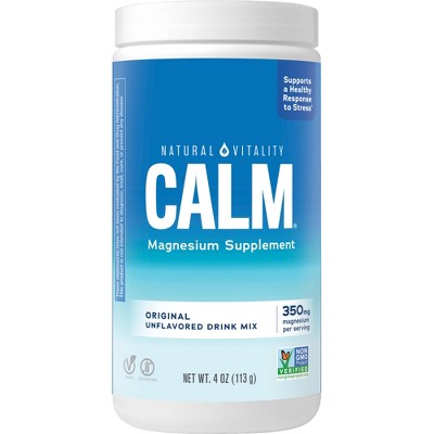 Natural Vitality CALM Magnesium Supplement Drink Mix, Stress Supplement, Original Unflavored, 4 oz., 1 Bottle
