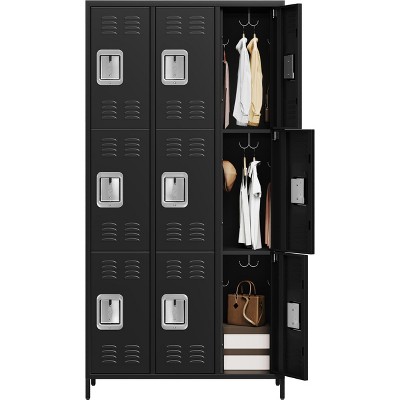 GustoWave 9 Doors Steel Storage, Metal Locker for School Office Gym Bedroom, 72 Inch Locker Cabinet, Industrial Storage Locker with 9 Shelves