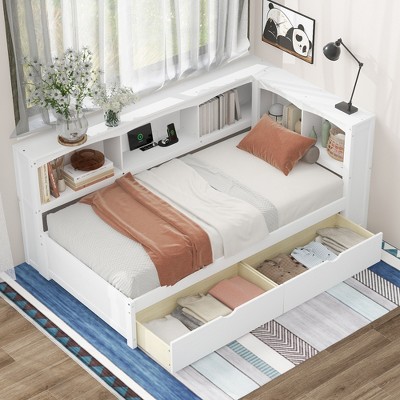 Whisen Twin Size Daybed with Two Storage Drawers, Storage Cabinets and USB Ports