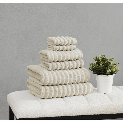 Brooklyn Loom 6pc Borghese Ribbed Zero Twist Bath Towel Set