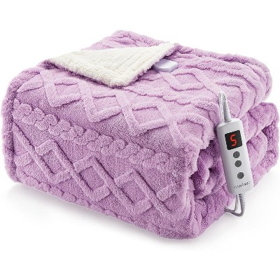 Acekool Heated Throw Blanket, Thick Electric Blanket with 10 Heat Levels and Timer, Machine Washable