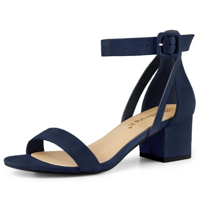 Allegra K Women's Open Toe Adjustable Ankle Strap Block Low Heel Sandals