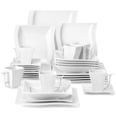 vancasso 30 Pieces Porcelain Dinnerware Set, White Set For 6 Person